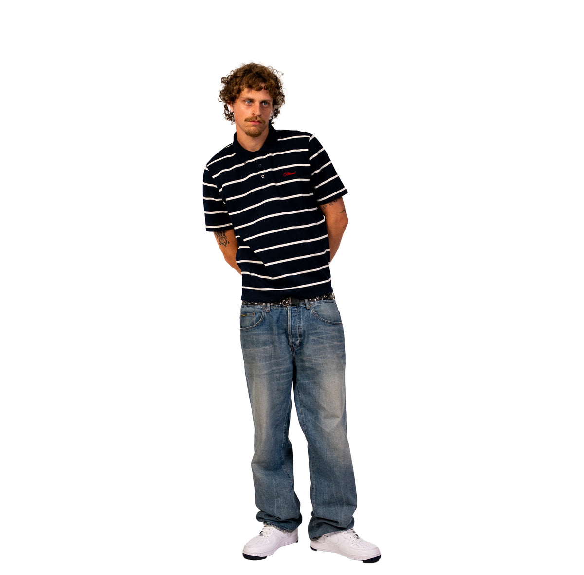 Striped Polo Shirt - NAVY