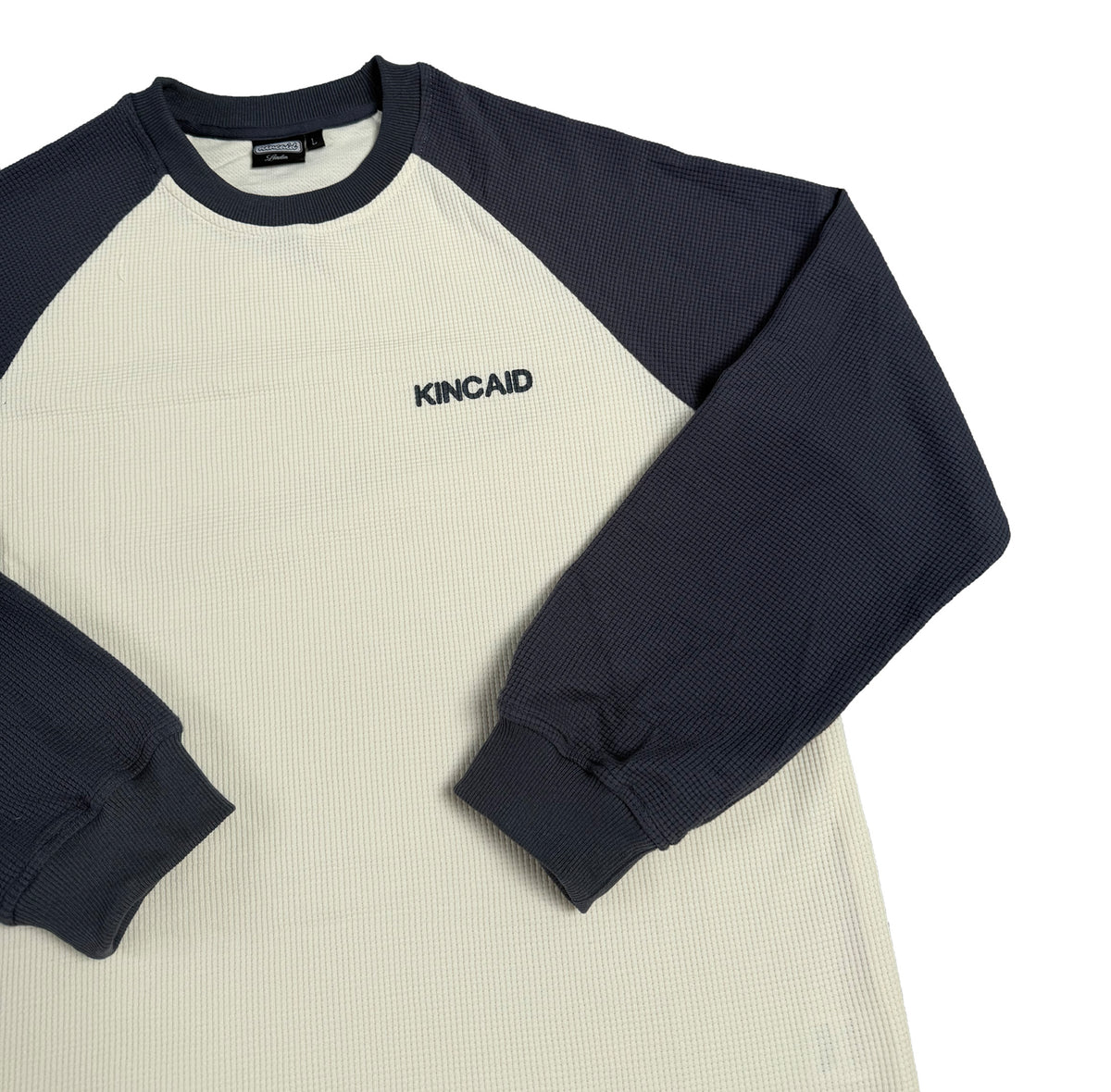 WAFFLE L/S - BLUE/OFFWHITE