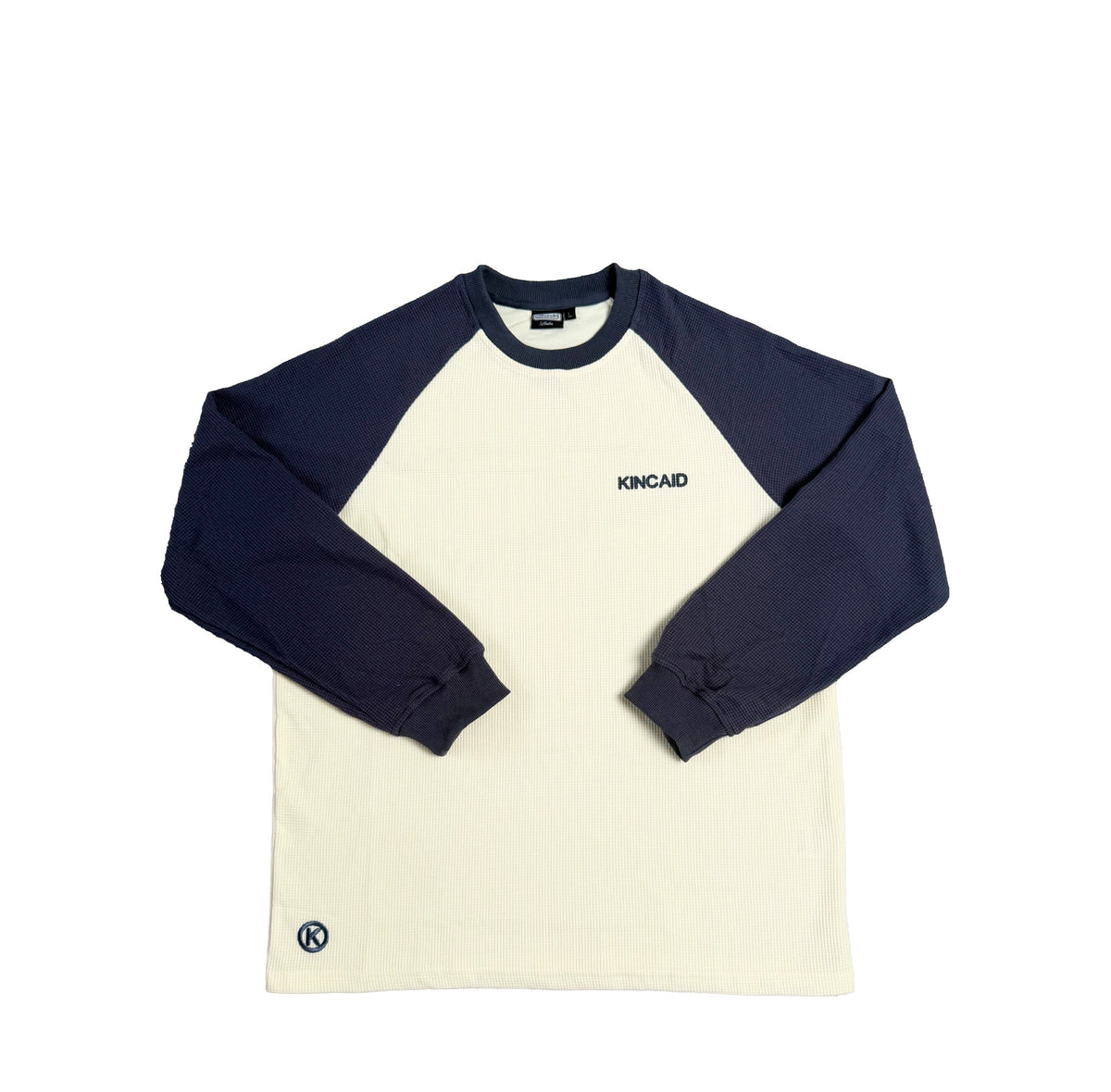 WAFFLE L/S - BLUE/OFFWHITE