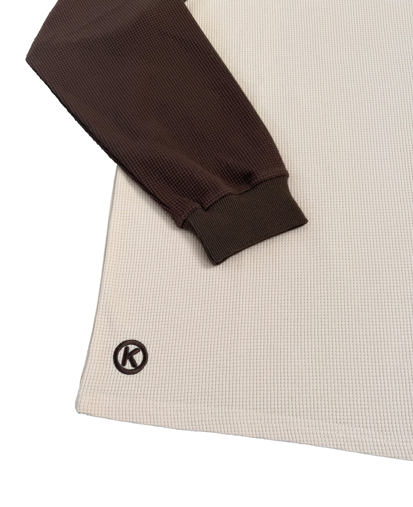 Waffle L/S - cream/brown